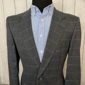 Vintage Burberry 42R Gray Silk & Wool 2-Button Single-Vent Sports Coat Jacket